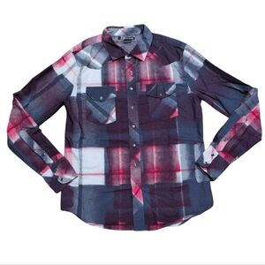 Social Collision Plaid Shirt Red, White, Blue Cowboy Cowgirl Rodeo Western Large